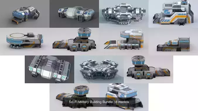 Sci-Fi Military Building Bundle 3D Model Collection