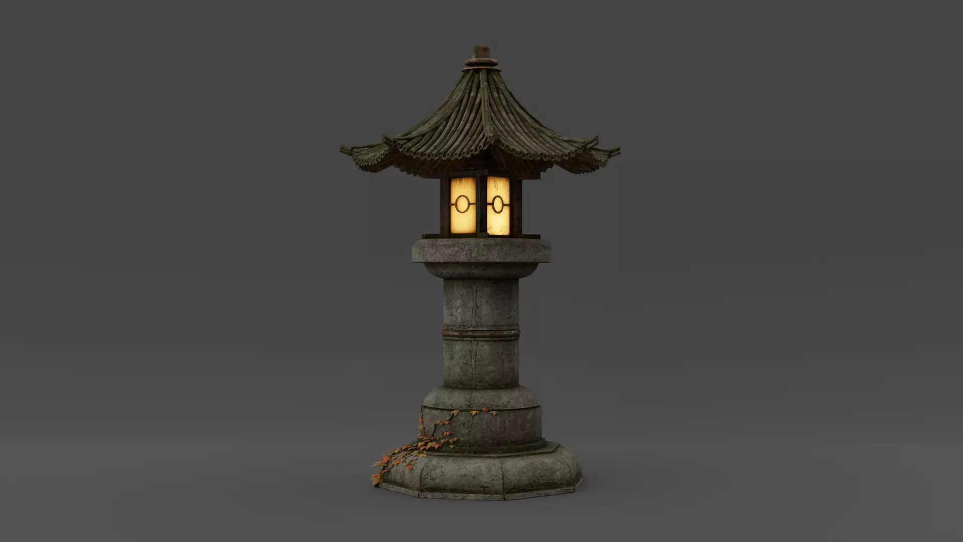 Asian Fantasy Garden Lamp  Low-poly 3D model_0