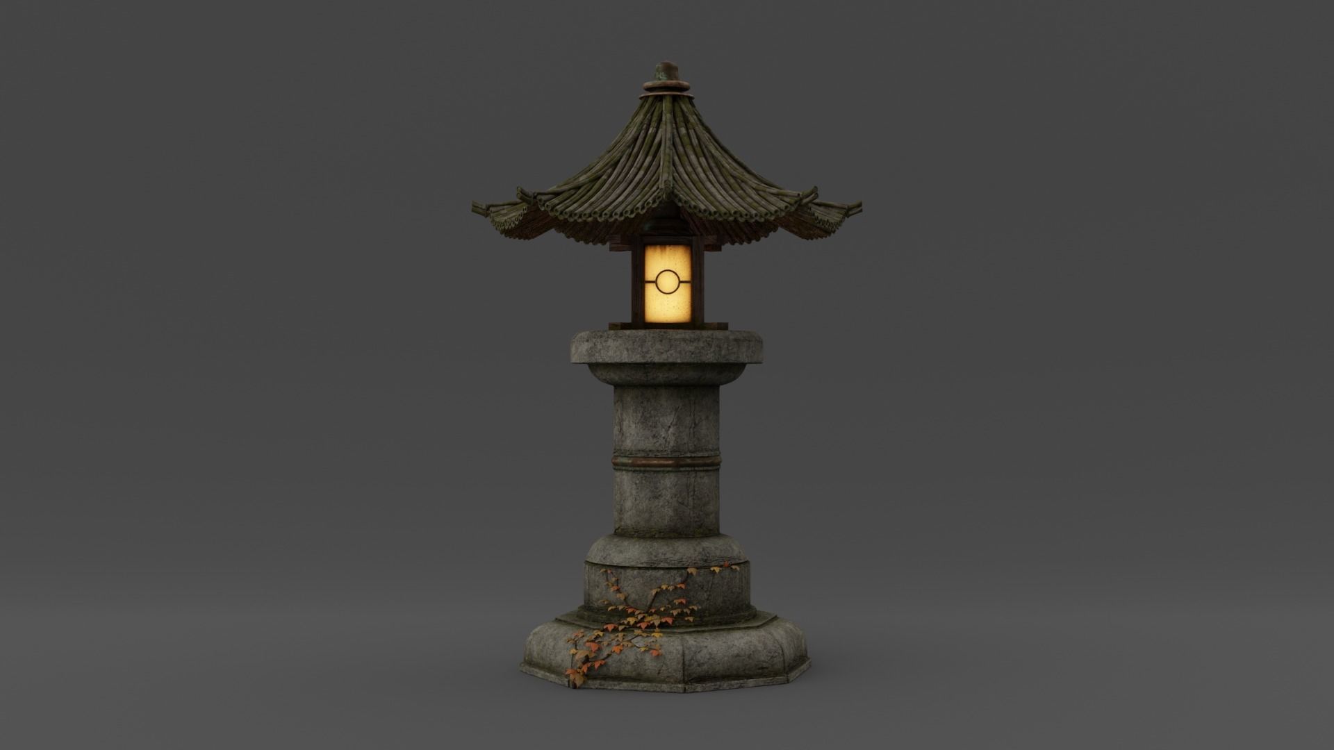 Asian Fantasy Garden Lamp  Low-poly 3D model_5