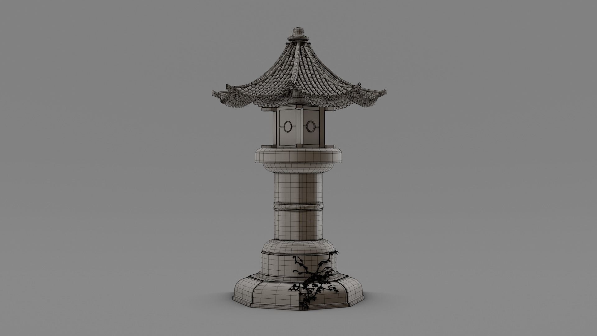 Asian Fantasy Garden Lamp  Low-poly 3D model_12