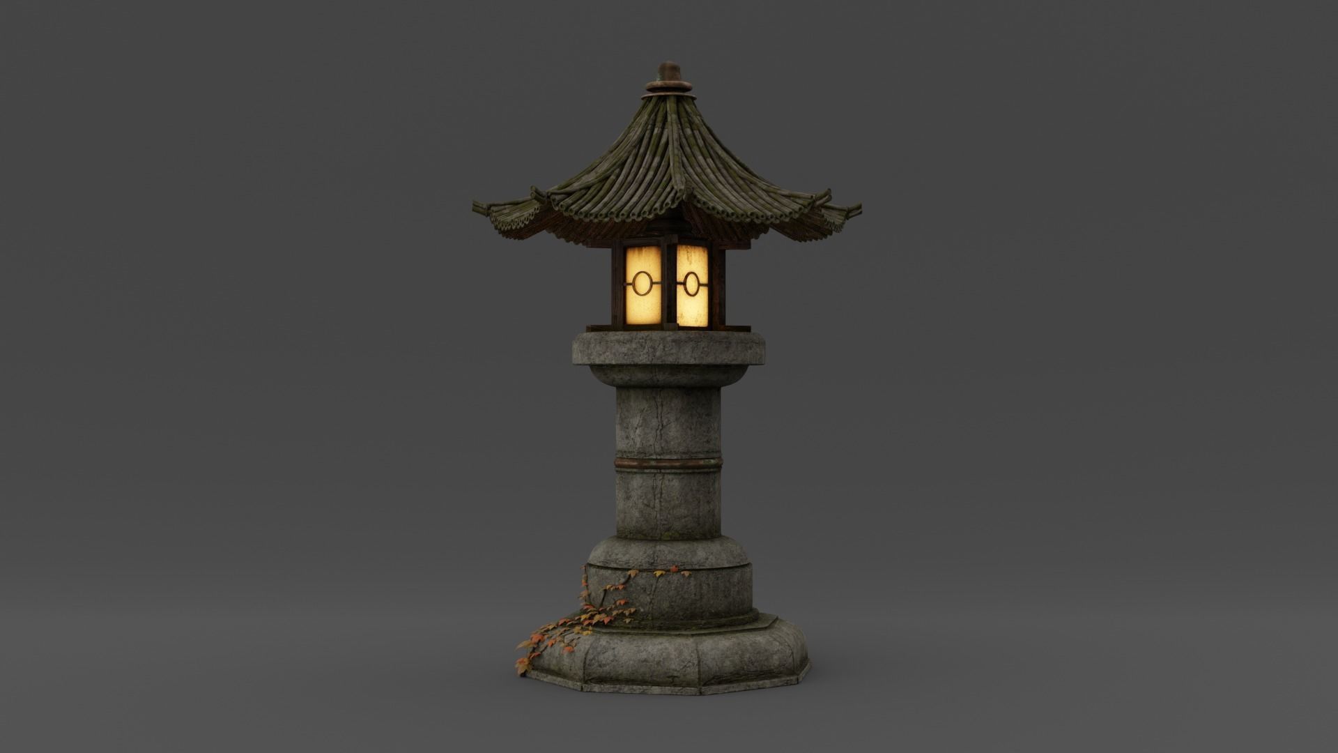 Asian Fantasy Garden Lamp  Low-poly 3D model_6