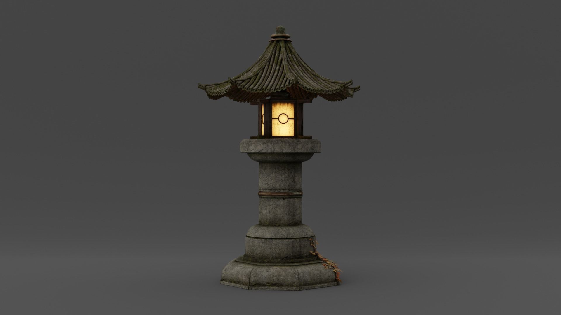 Asian Fantasy Garden Lamp  Low-poly 3D model_4