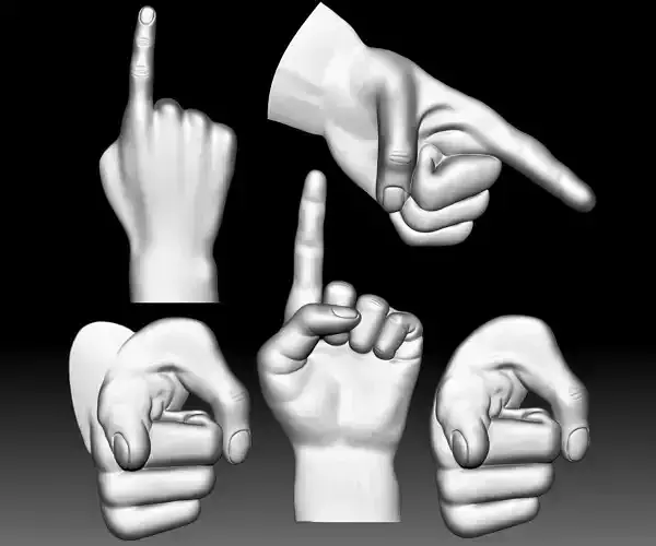 Hand Point Gesture STL Bas Relief Clipart file for CNC router  3D print model