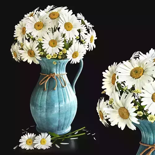 flower set 3 daisies in vase