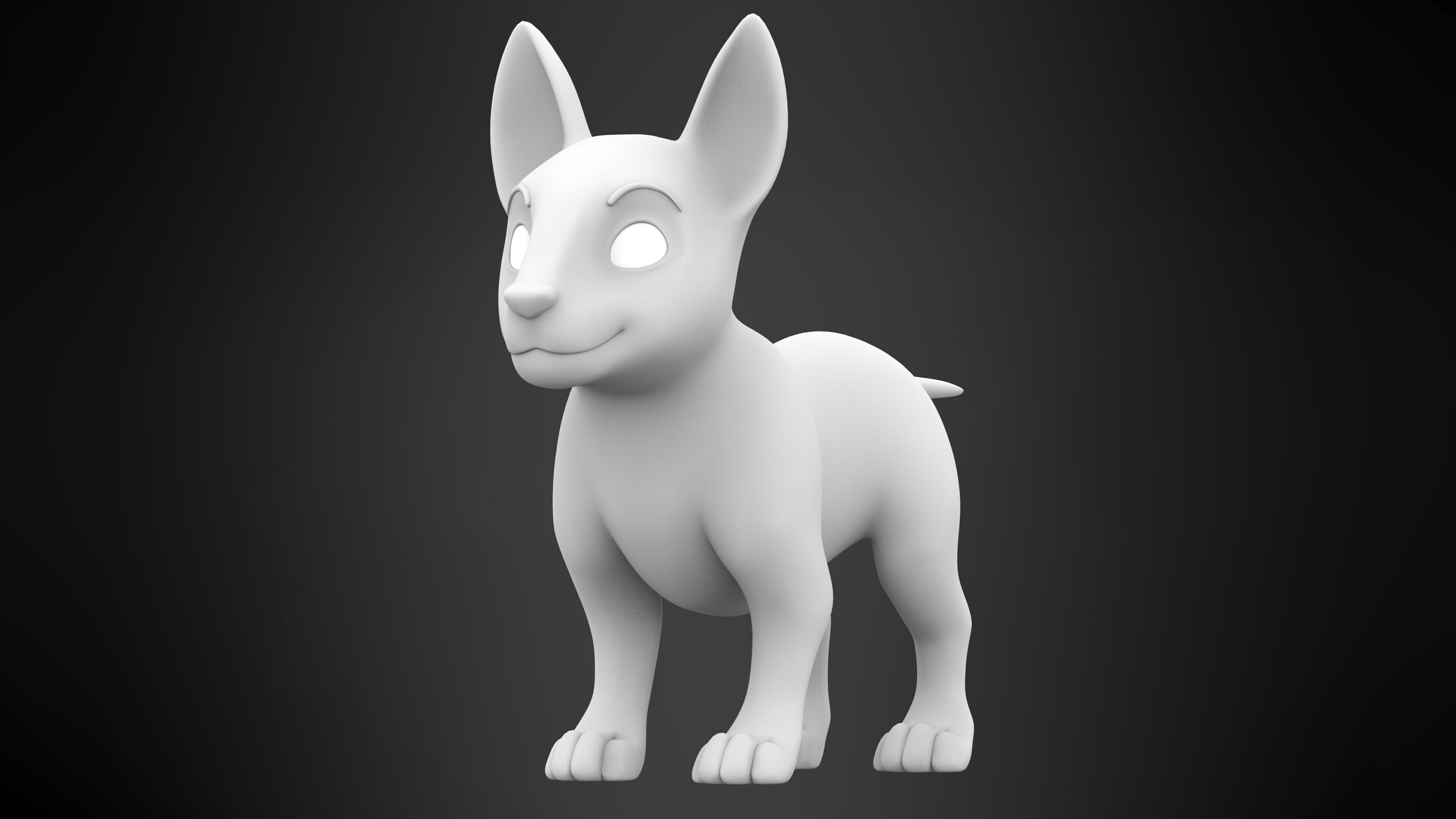 White Bull Terrier Low-poly 3D model_5