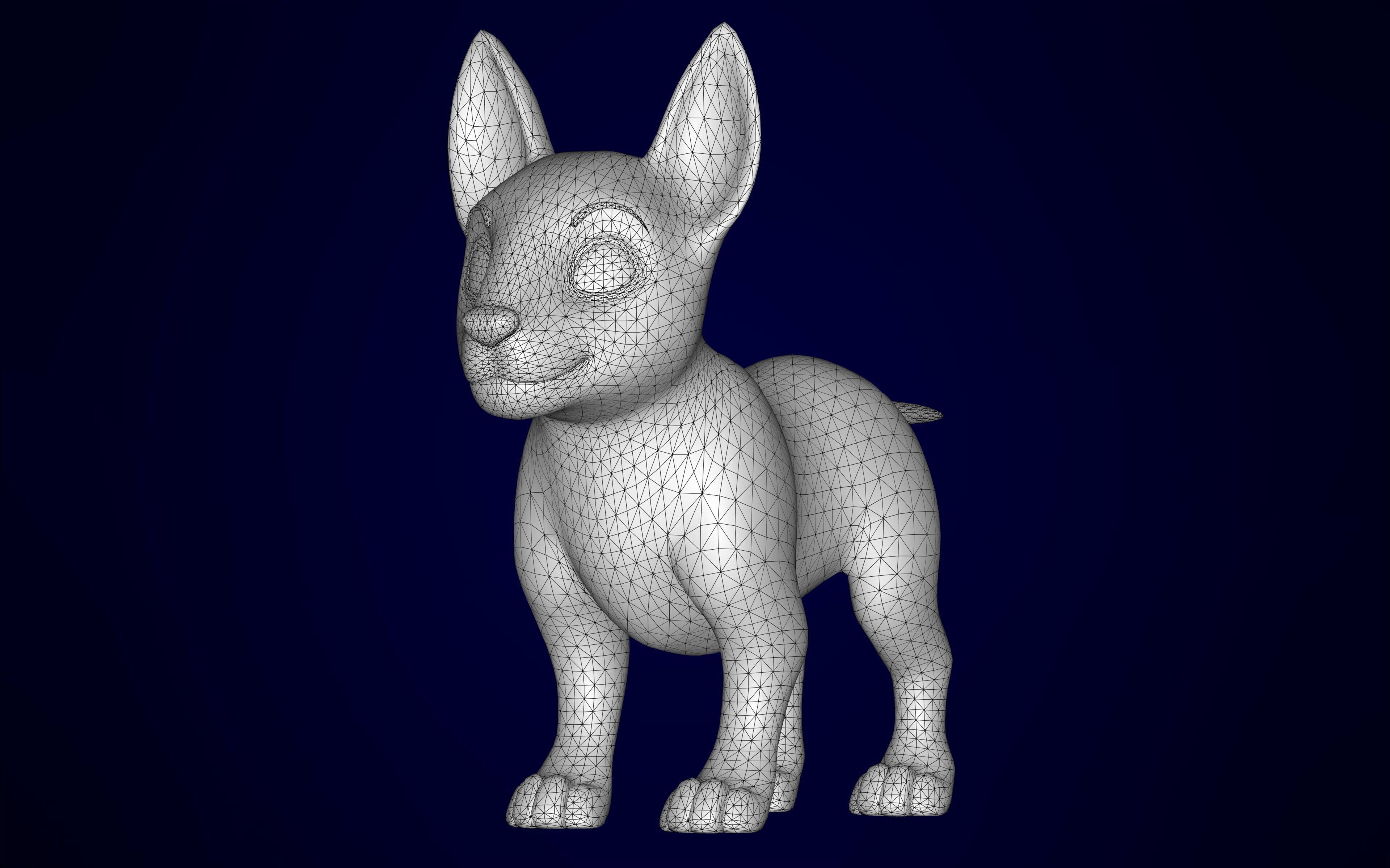 White Bull Terrier Low-poly 3D model_10