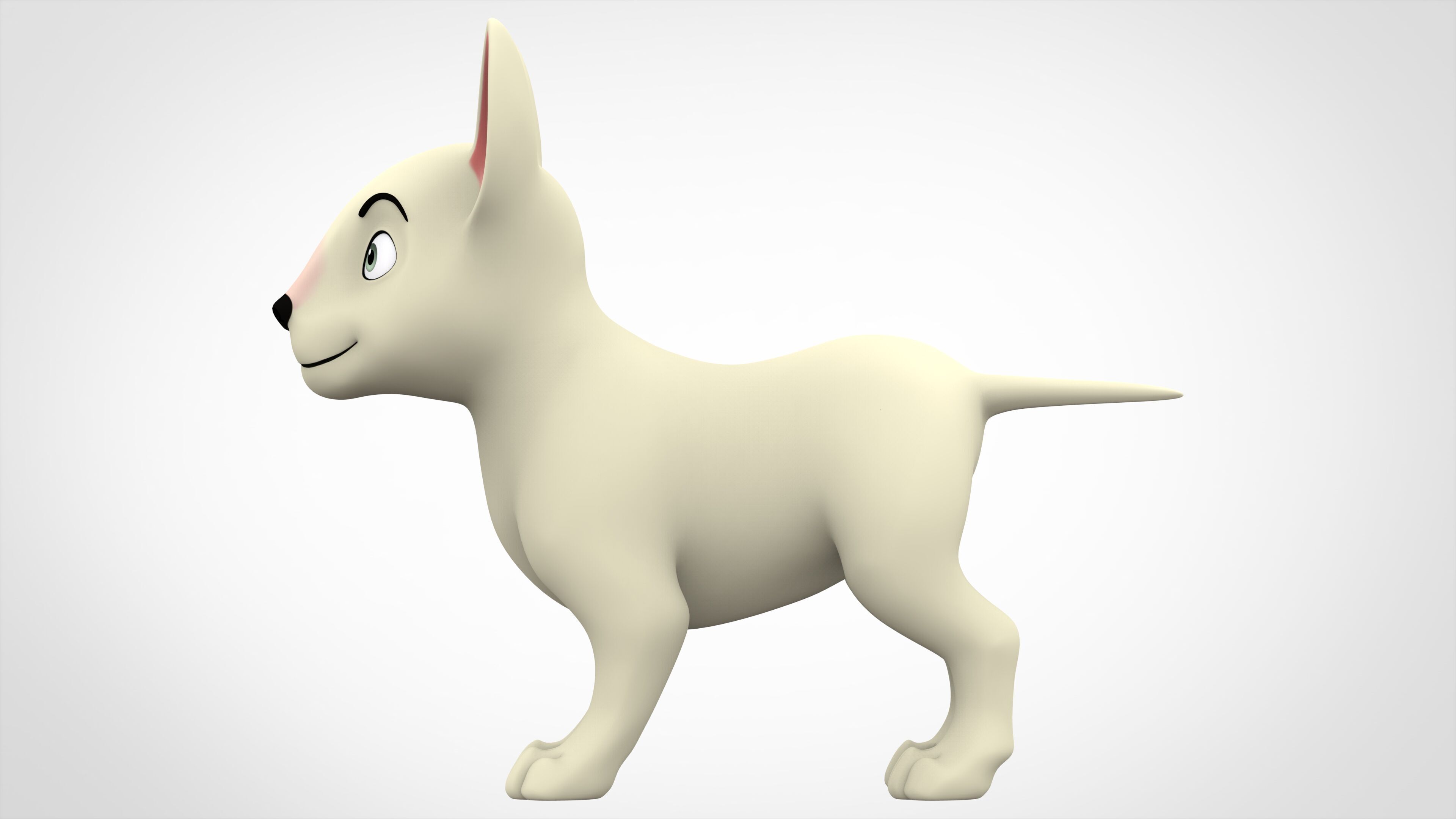 White Bull Terrier Low-poly 3D model_2