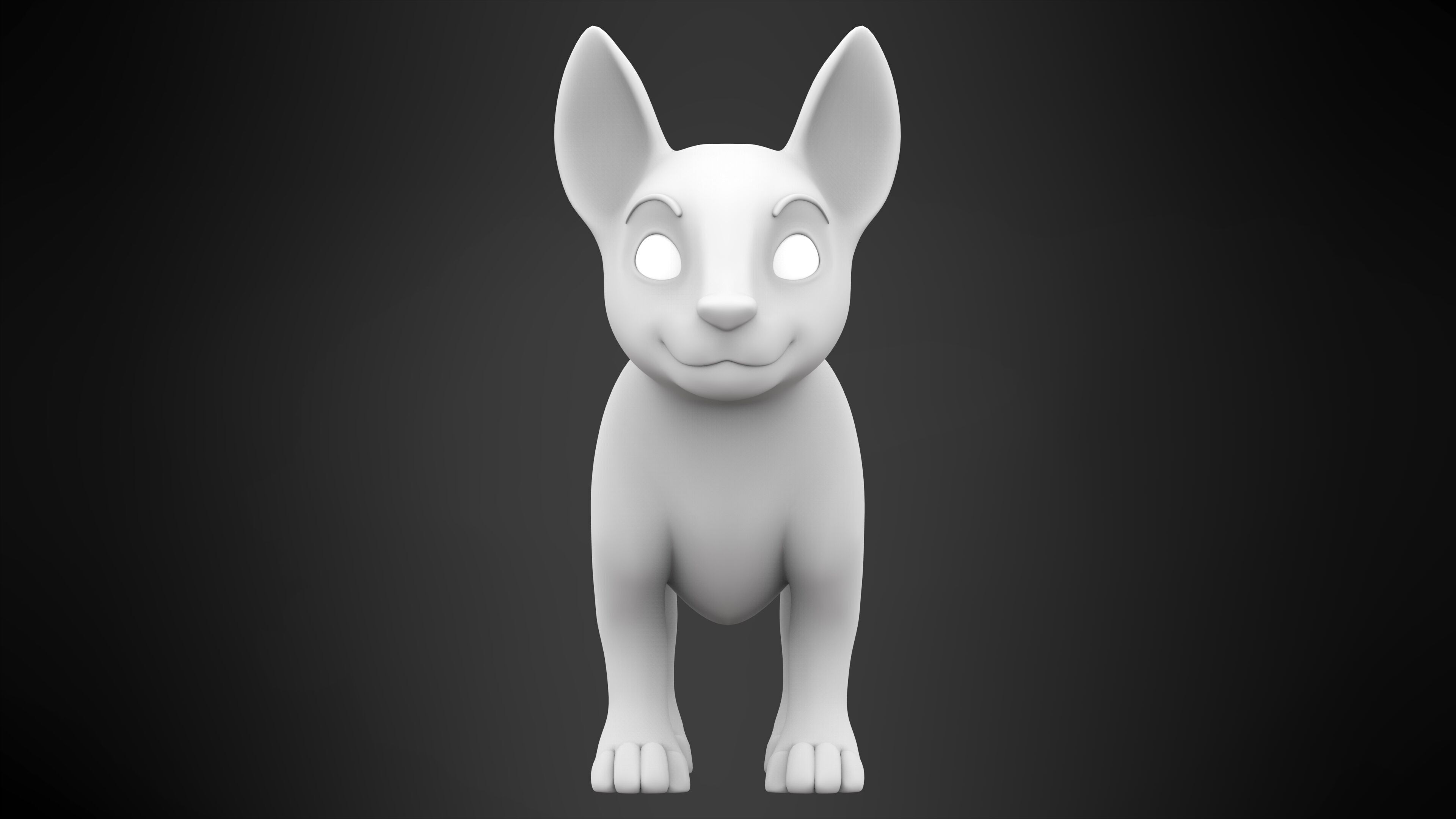White Bull Terrier Low-poly 3D model_6