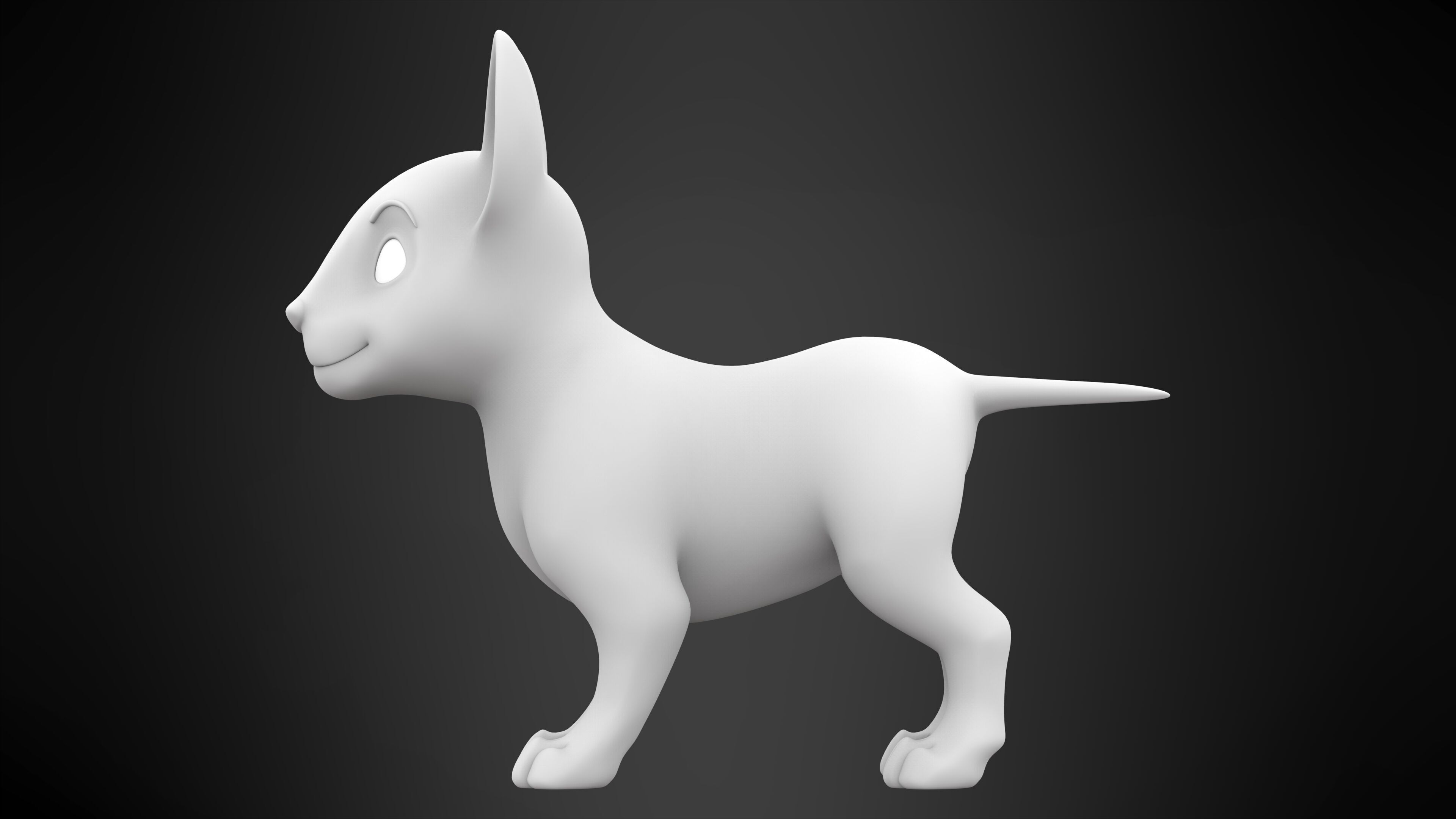 White Bull Terrier Low-poly 3D model_7