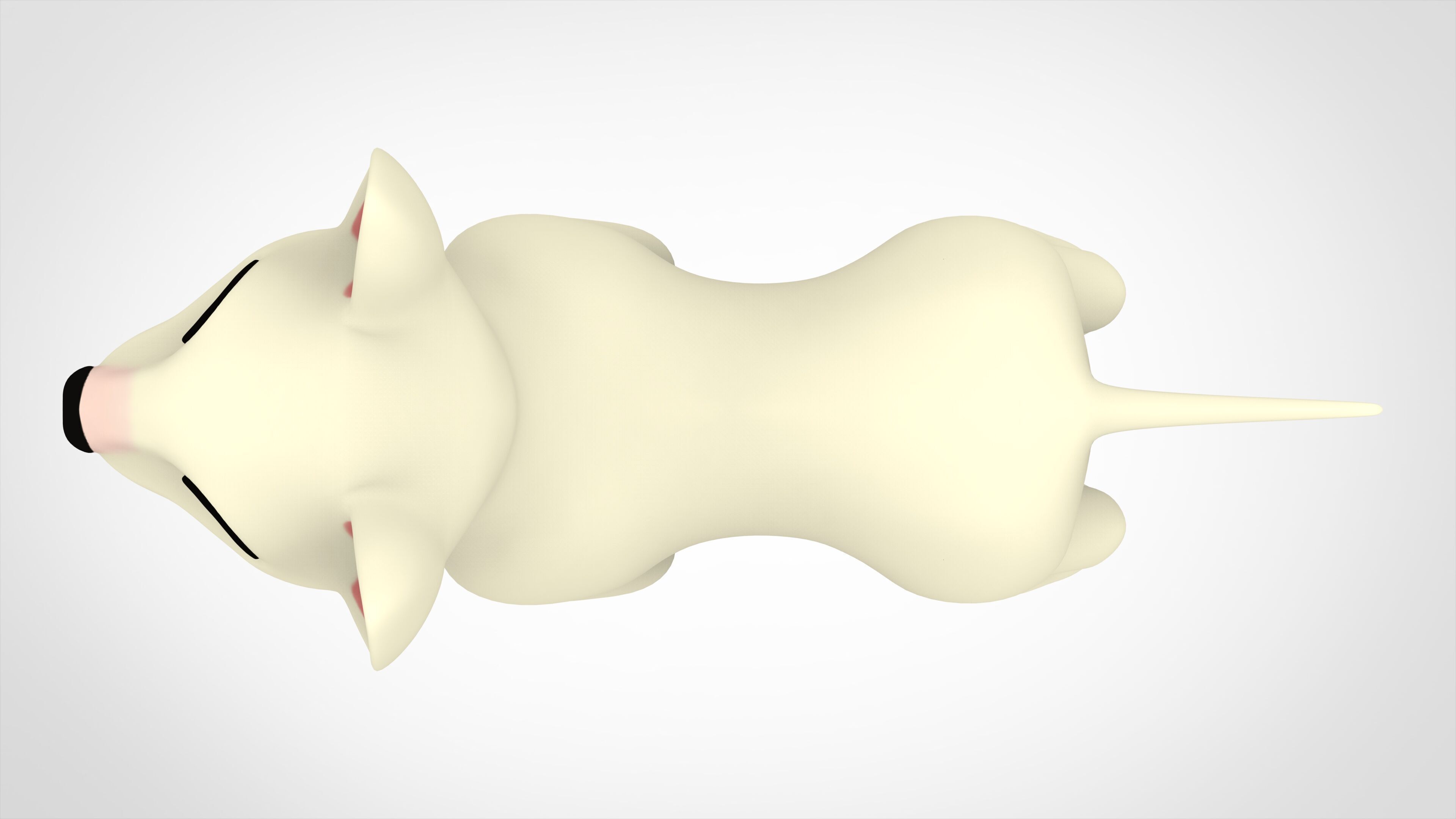 White Bull Terrier Low-poly 3D model_4