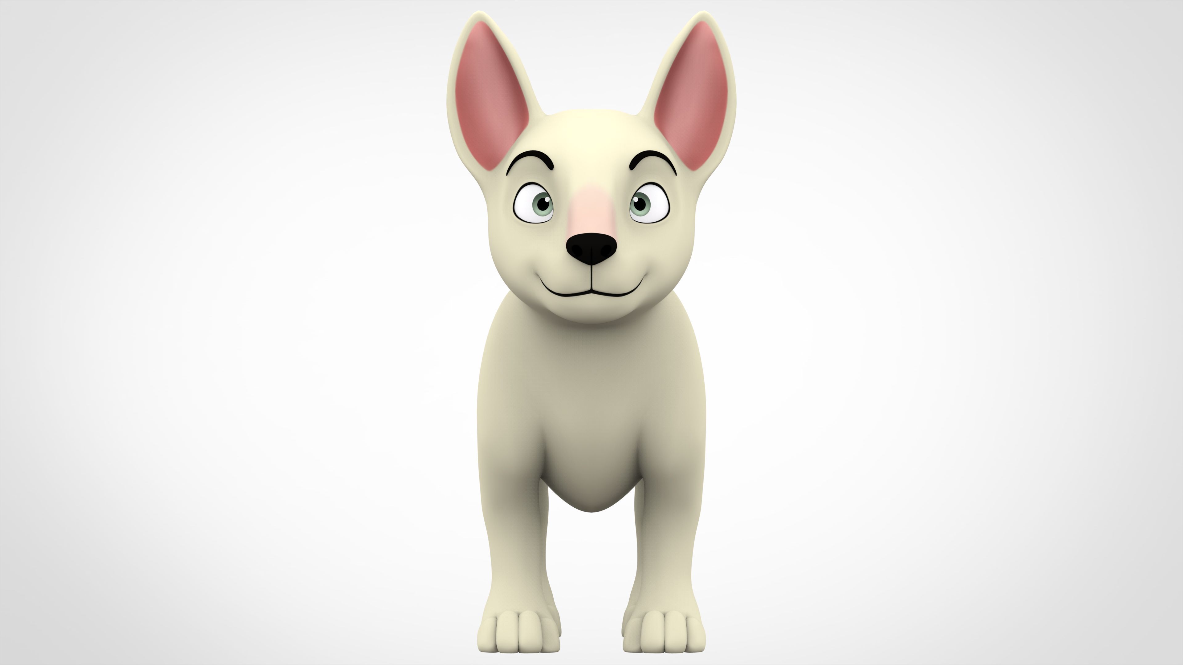 White Bull Terrier Low-poly 3D model_1