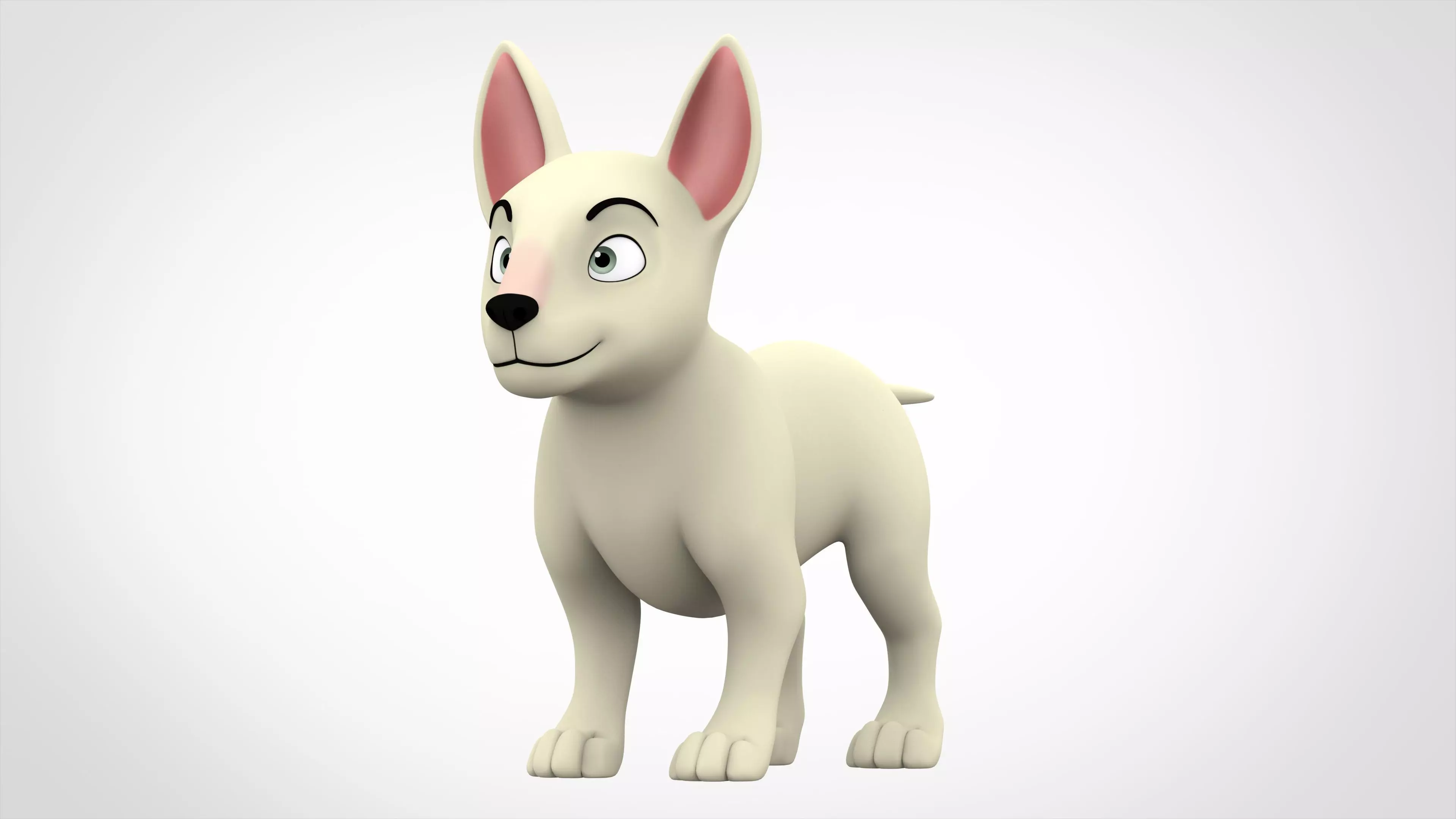 White Bull Terrier Low-poly 3D model_0