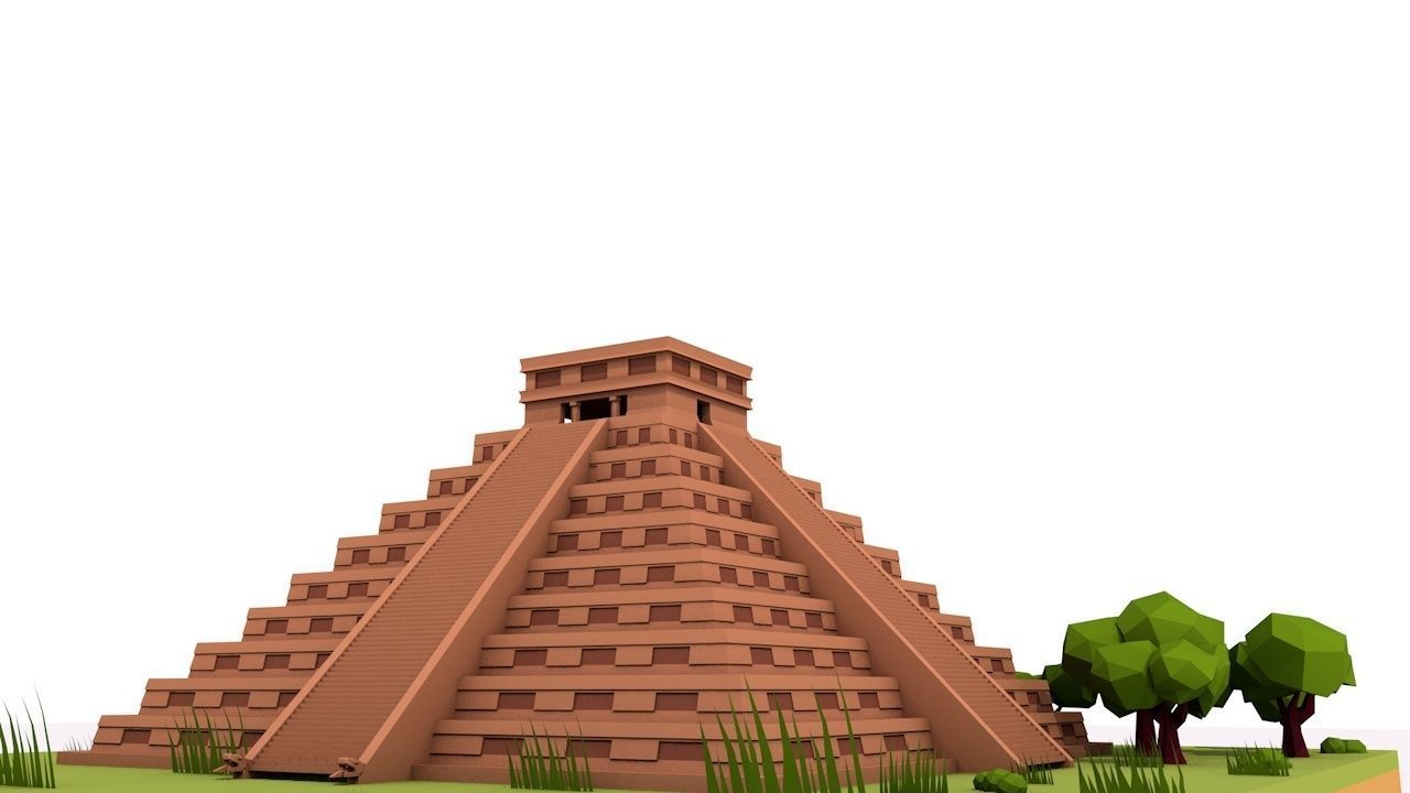 Cartoon Low Poly Chichen Itza 3D model_3