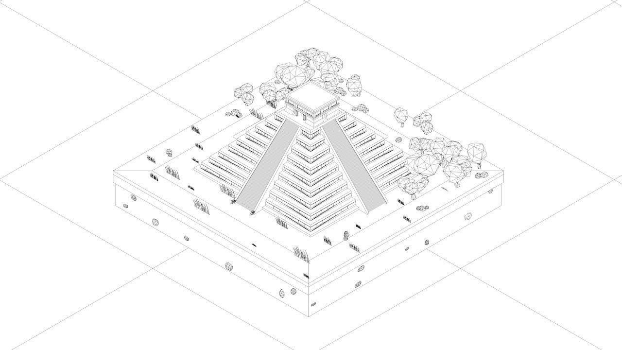 Cartoon Low Poly Chichen Itza 3D model_10