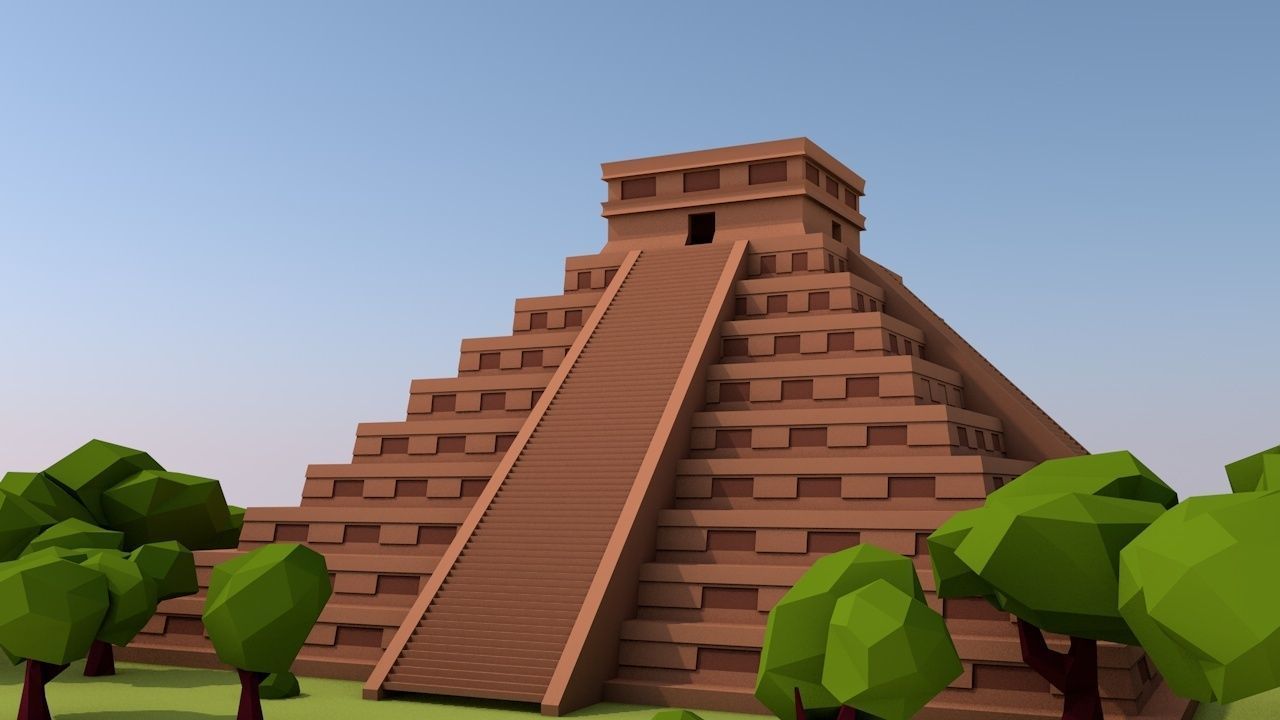 Cartoon Low Poly Chichen Itza 3D model_1