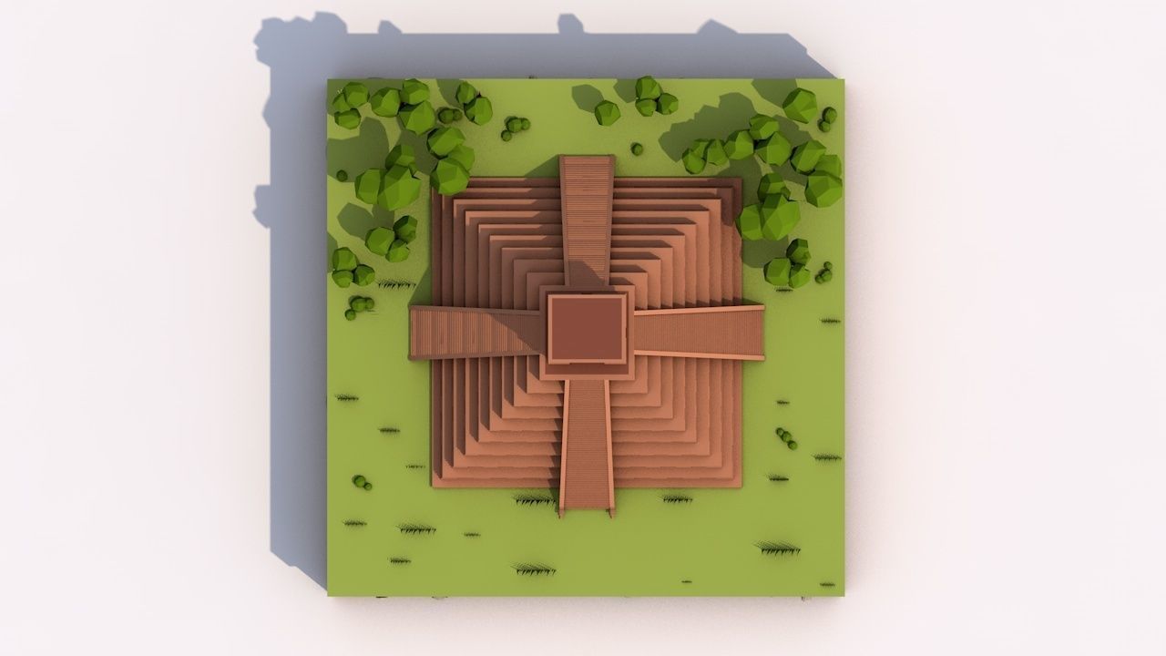 Cartoon Low Poly Chichen Itza 3D model_7
