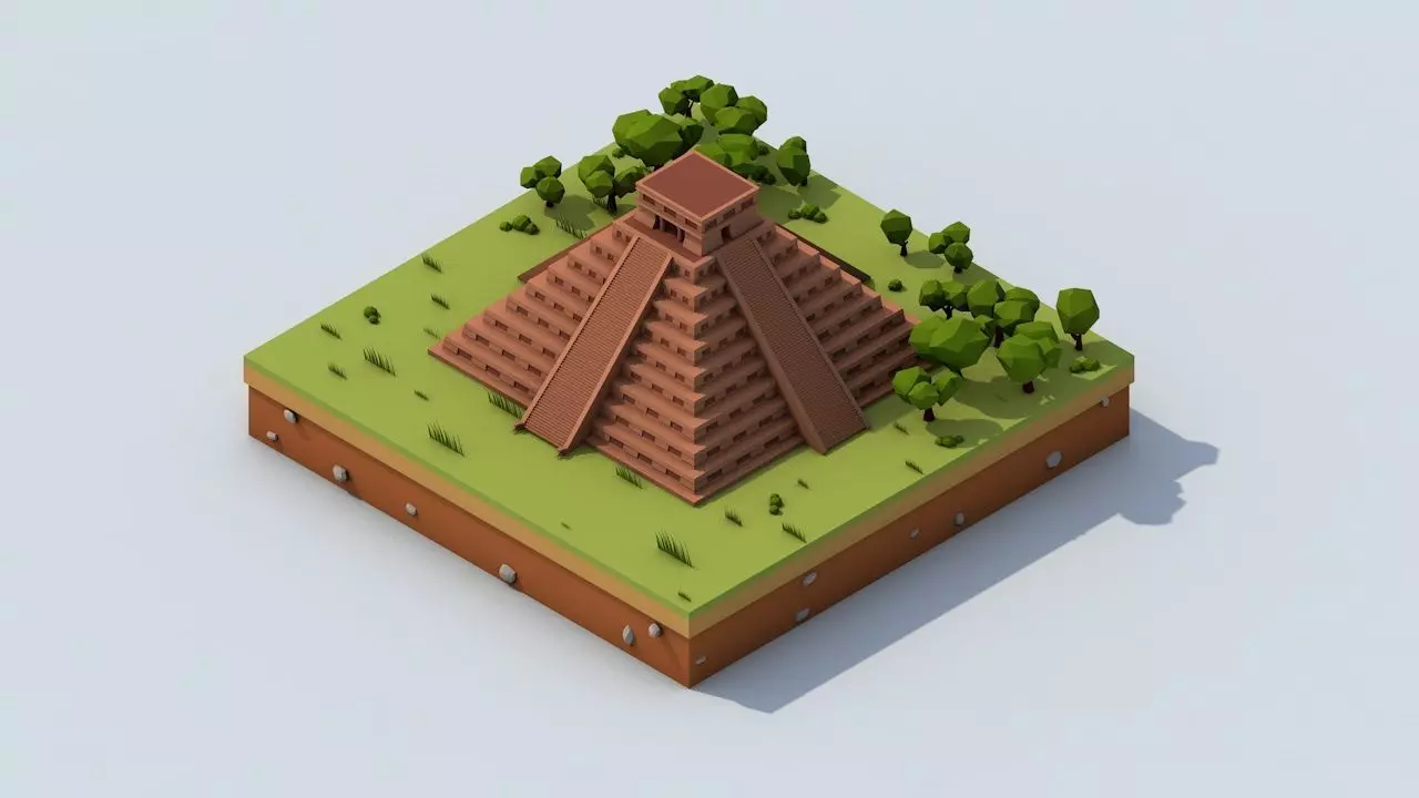 Cartoon Low Poly Chichen Itza 3D model_0