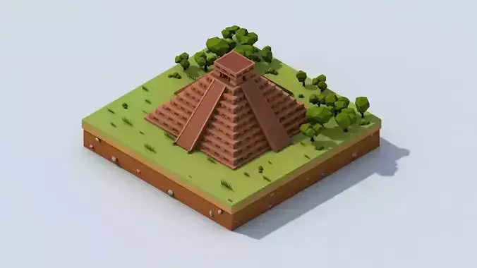 Cartoon Low Poly Chichen Itza 3D model