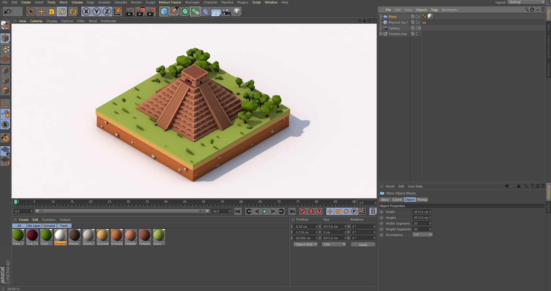 Cartoon Low Poly Chichen Itza 3D model_12