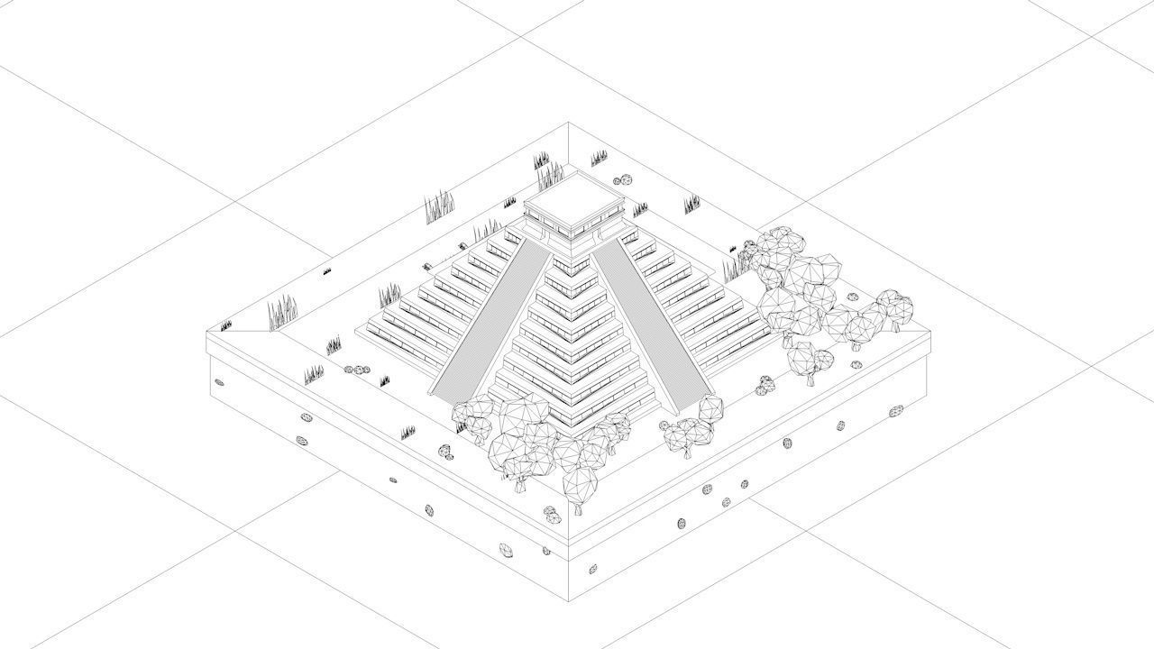 Cartoon Low Poly Chichen Itza 3D model_8