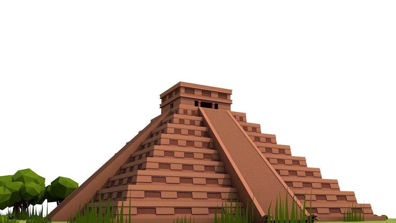 Cartoon Low Poly Chichen Itza 3D model_5