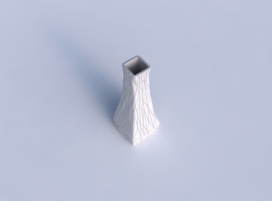 Vase squeezed rectangle with random triangle plates 3D print model_1