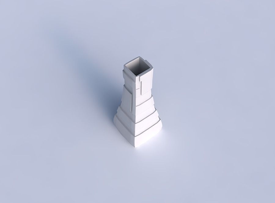 Vase squeezed rectangle with sharp ribbons 3D print model_1