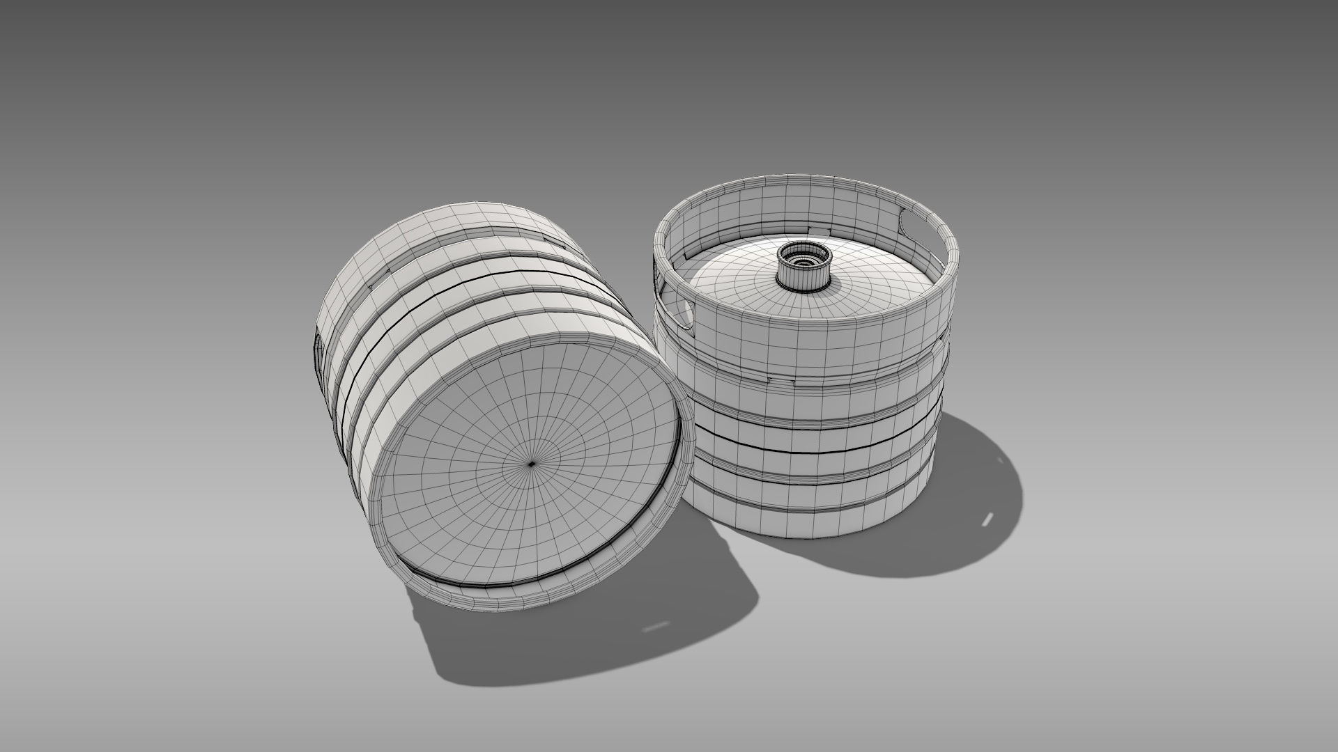 Keg Quarter Barrel Low-poly 3D model_14