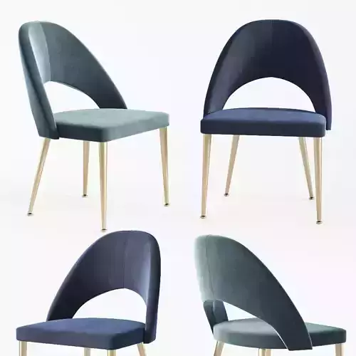 Gloria Modern Blue Antique Brass Dining Chair  3D model