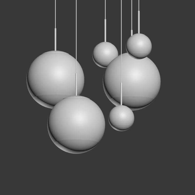 Mirror Ball Pendant Gold Dinning Light Set 3D model_3