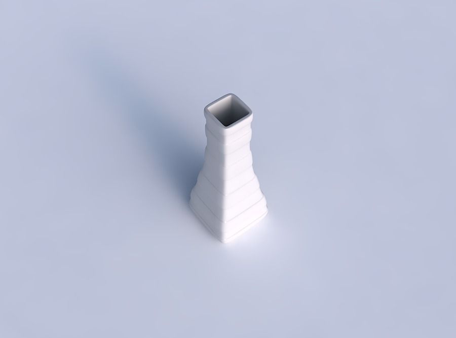 Vase squeezed rectangle with smooth horizontal ribbons 3D print model_1