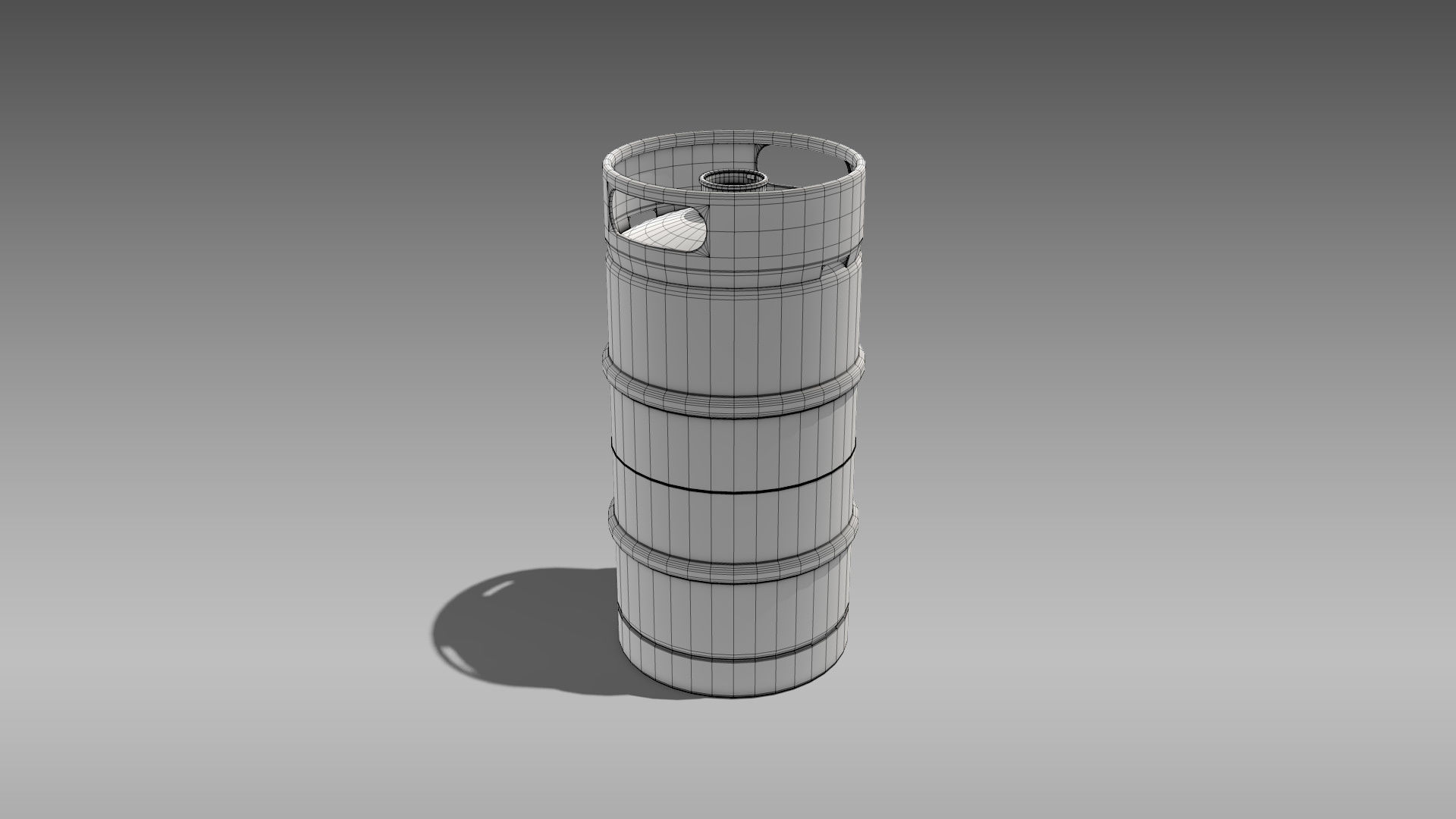 Keg Slim Quarter Barrel Low-poly 3D model_10
