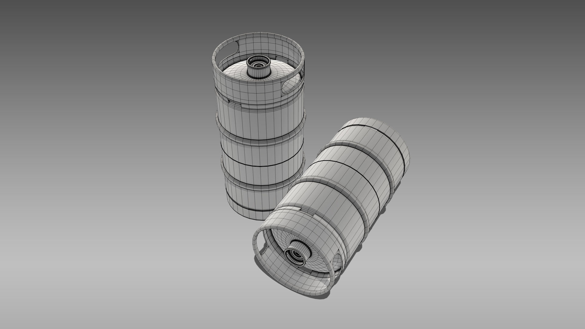 Keg Slim Quarter Barrel Low-poly 3D model_12