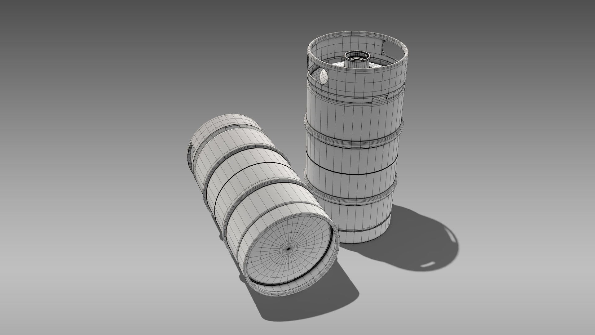 Keg Slim Quarter Barrel Low-poly 3D model_14