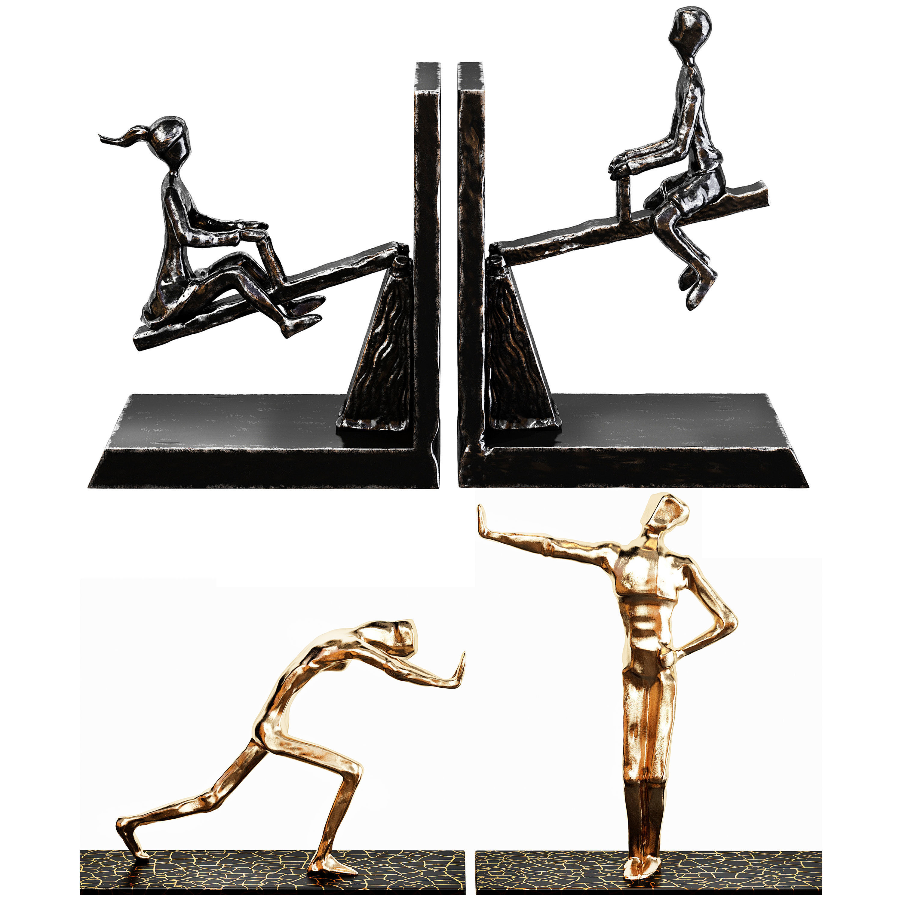 Bookends set 02 3D model_4