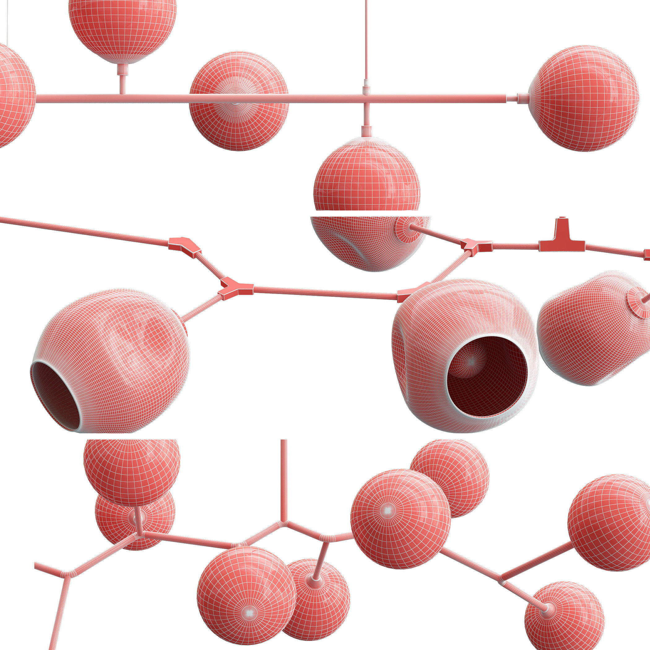 Collection branching chandeliers 3D model_1