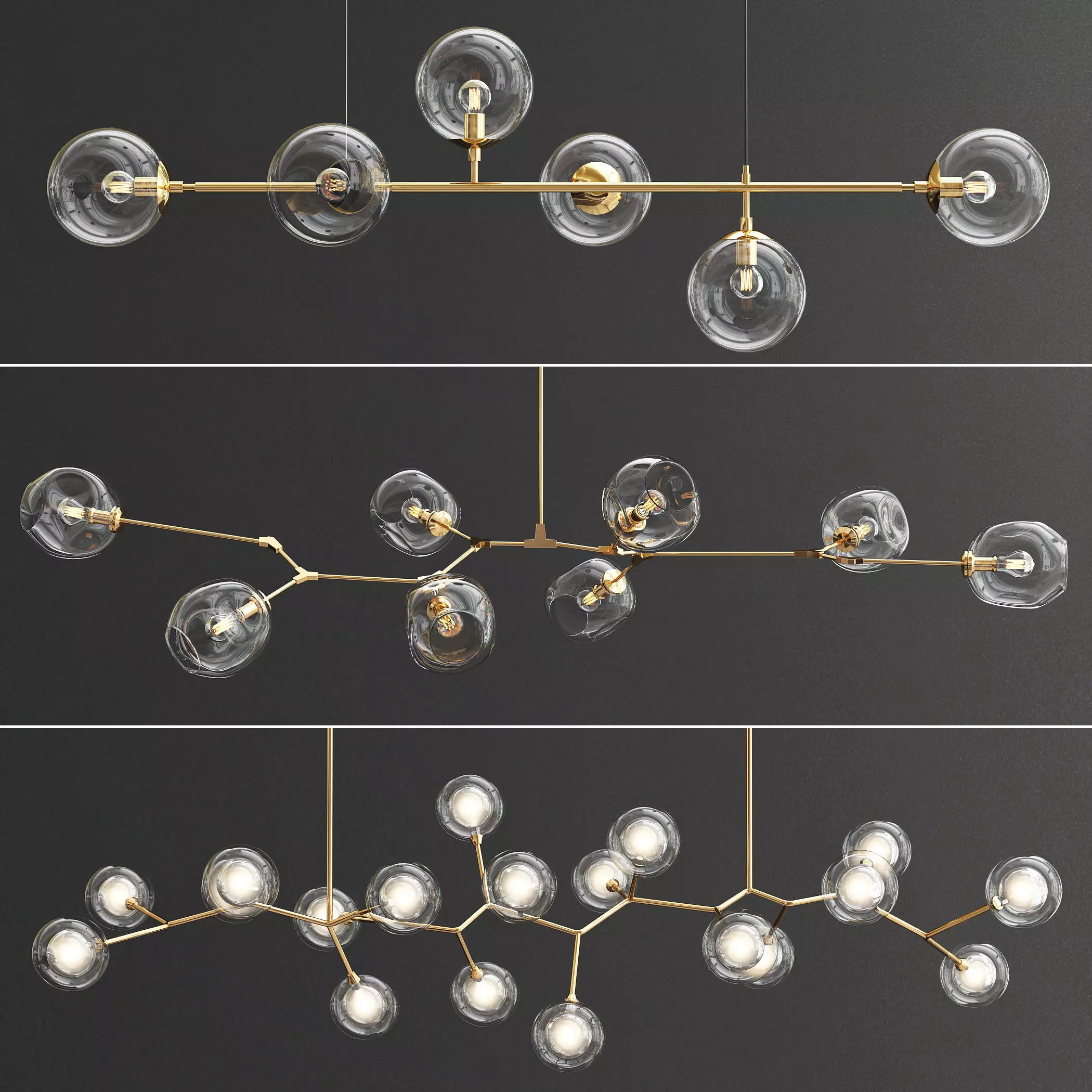 Collection branching chandeliers 3D model_0