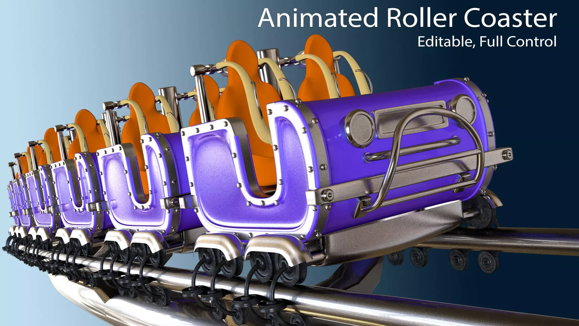 3d Animated Roller Coaster Train 3D model_0