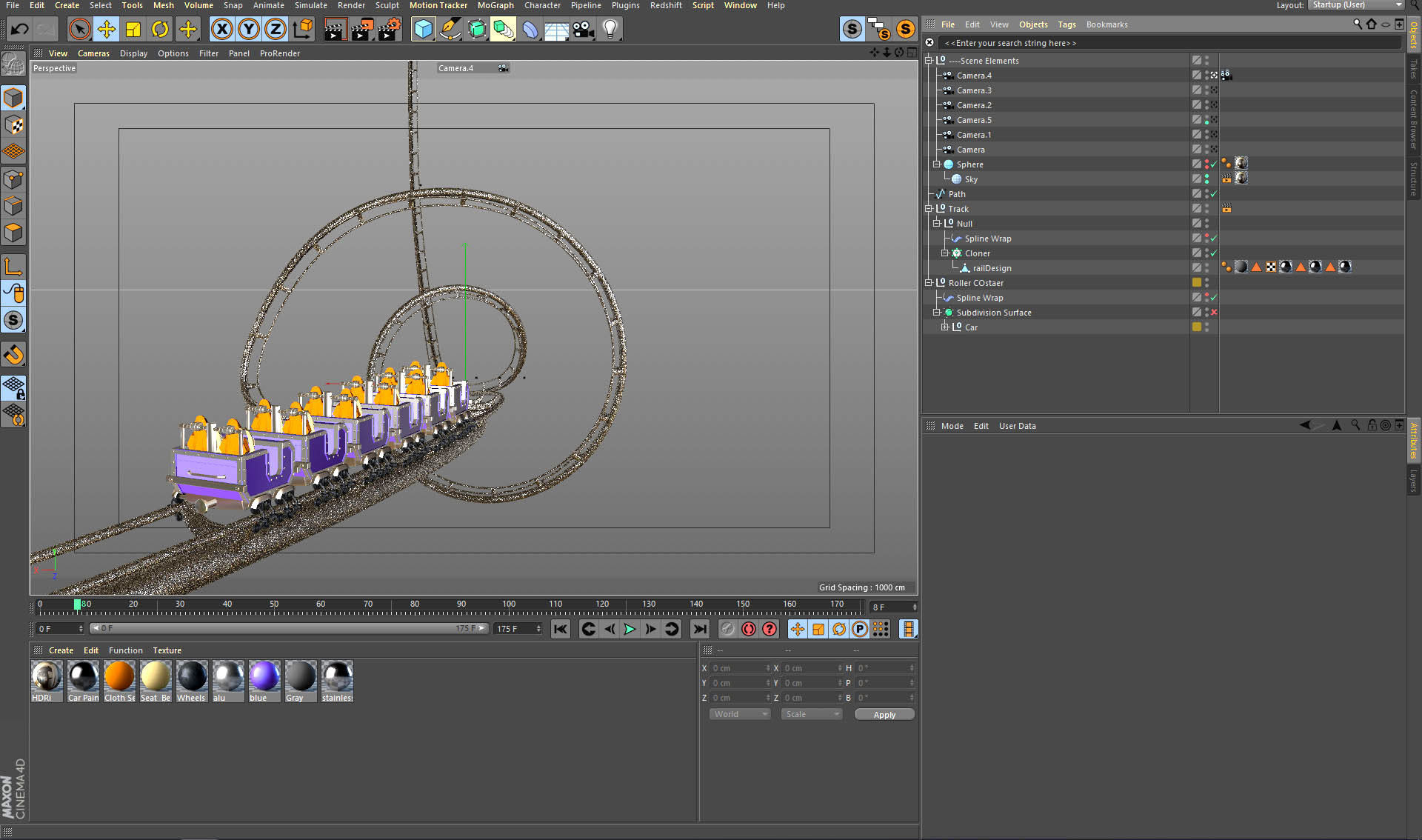 3d Animated Roller Coaster Train 3D model_14