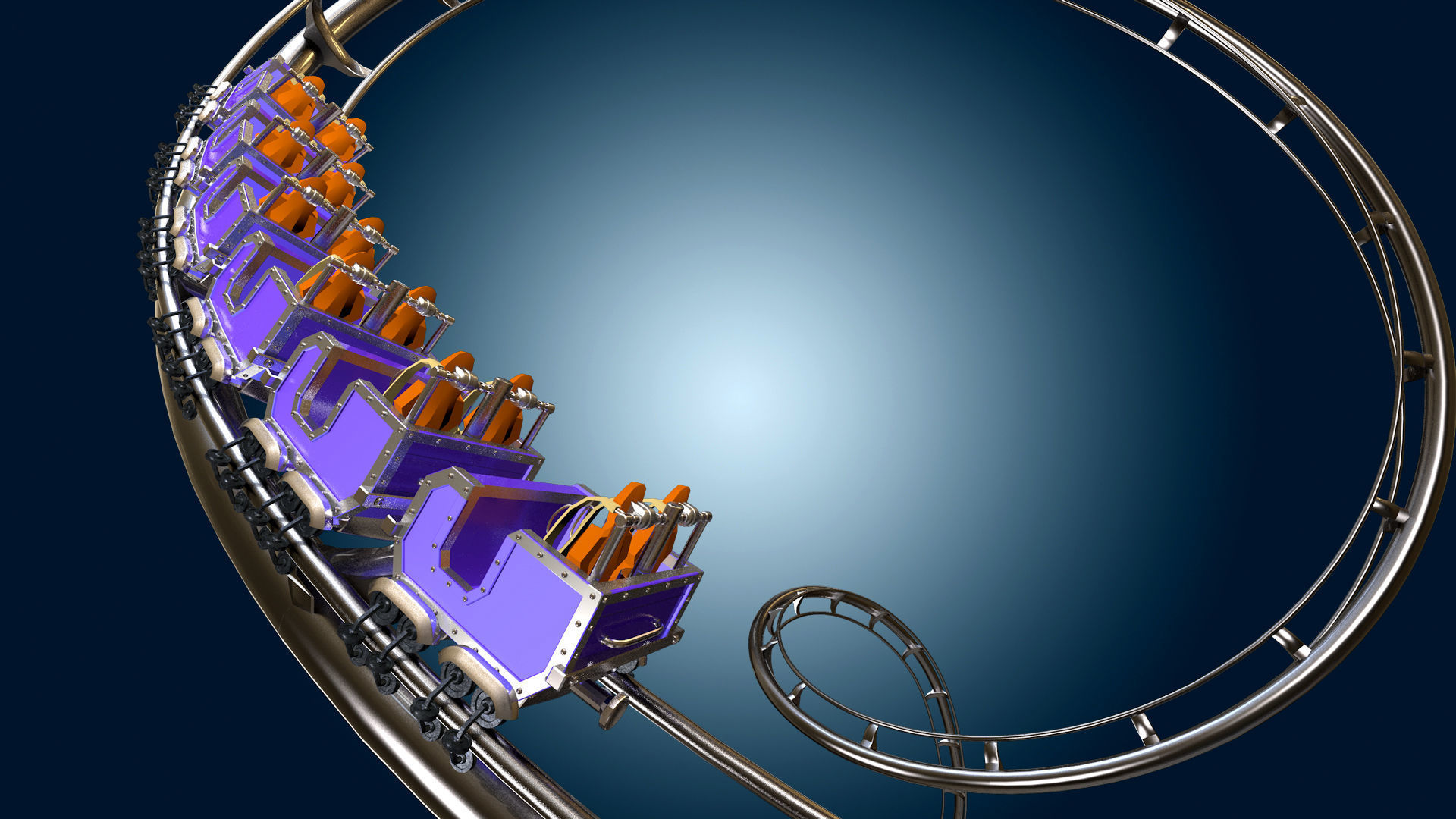 3d Animated Roller Coaster Train 3D model_7