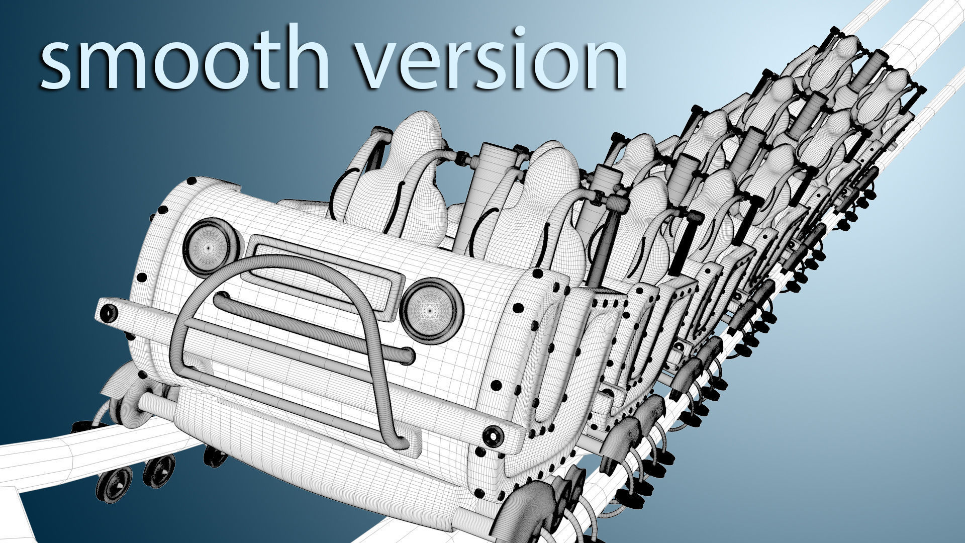 3d Animated Roller Coaster Train 3D model_5