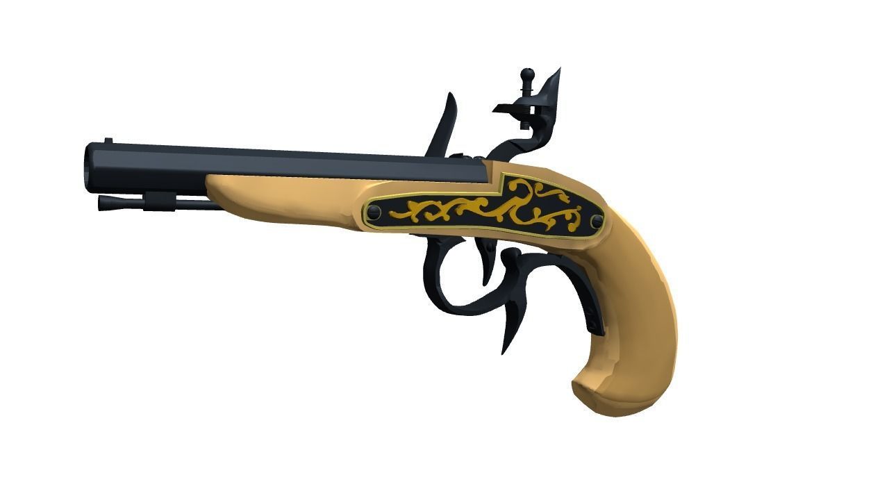 Buccan Flintlock Pistol 3D model_3