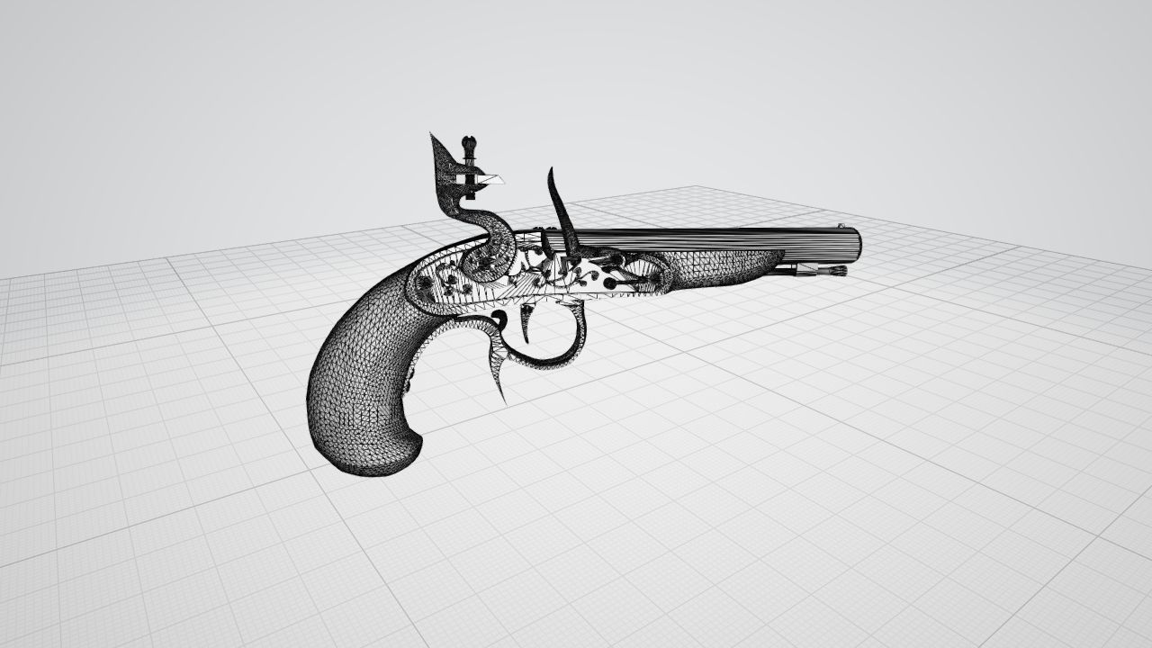 Buccan Flintlock Pistol 3D model_12