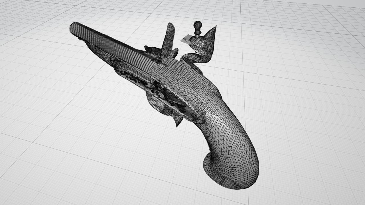 Buccan Flintlock Pistol 3D model_14