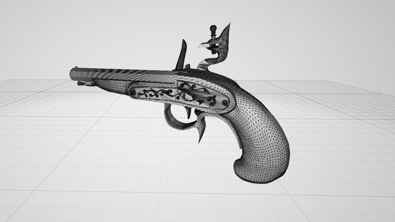 Buccan Flintlock Pistol 3D model_13