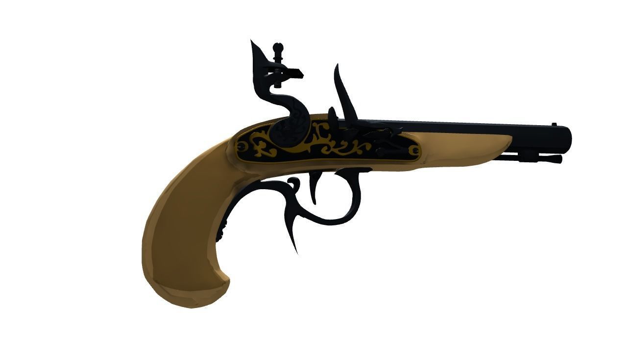 Buccan Flintlock Pistol 3D model_10
