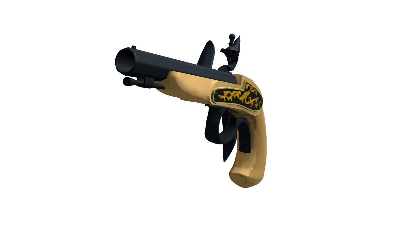 Buccan Flintlock Pistol 3D model_2