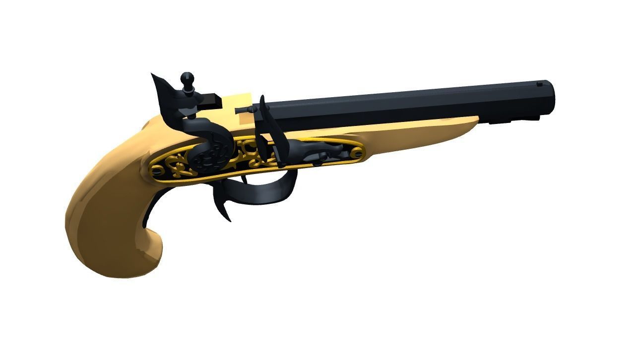 Buccan Flintlock Pistol 3D model_7