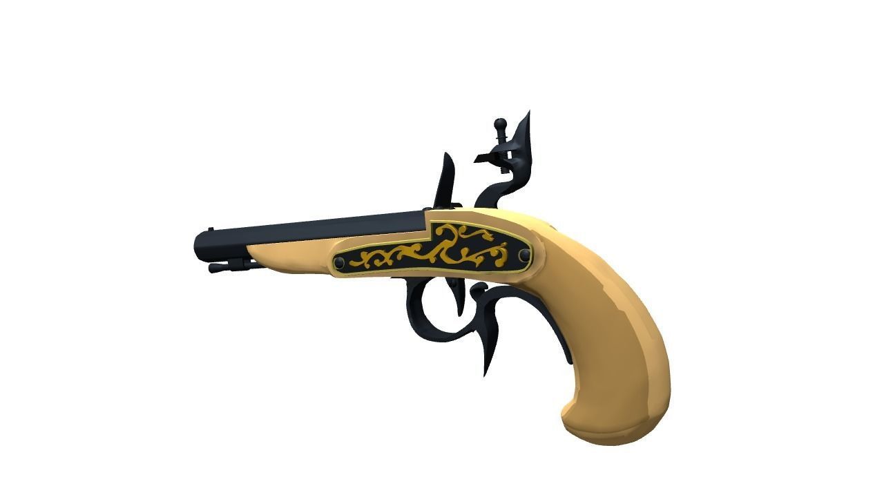 Buccan Flintlock Pistol 3D model_6
