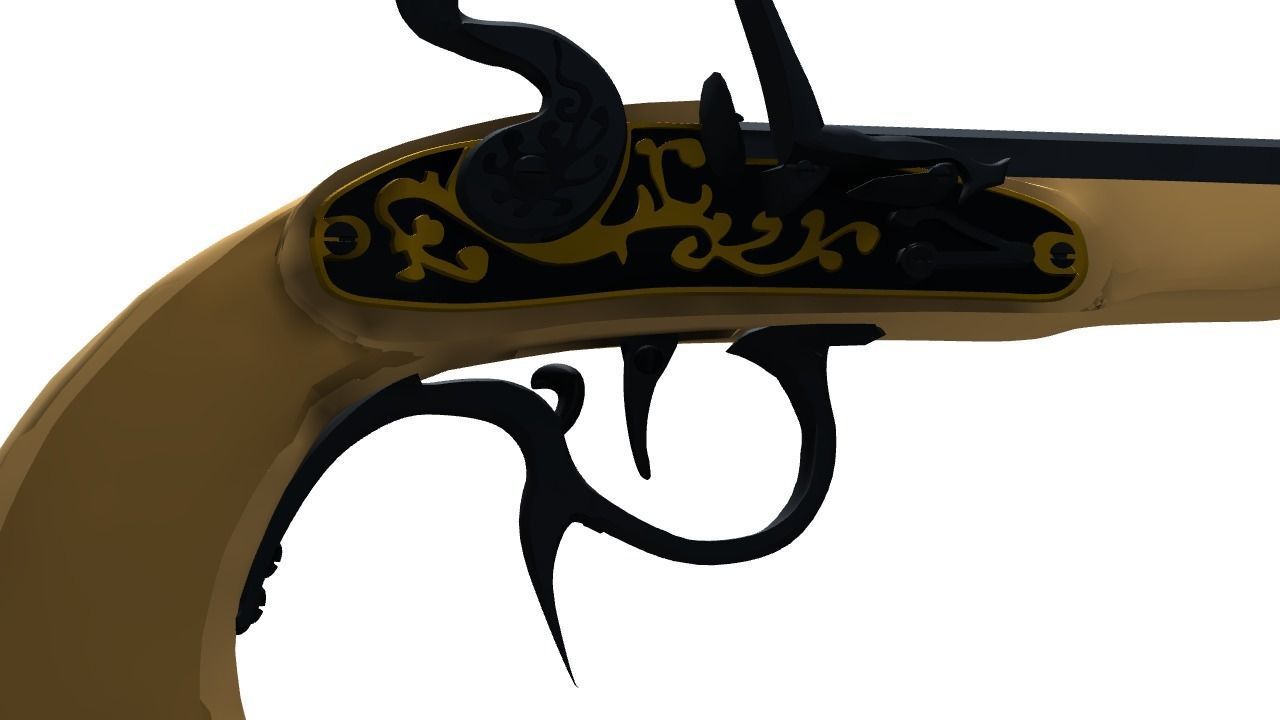 Buccan Flintlock Pistol 3D model_11